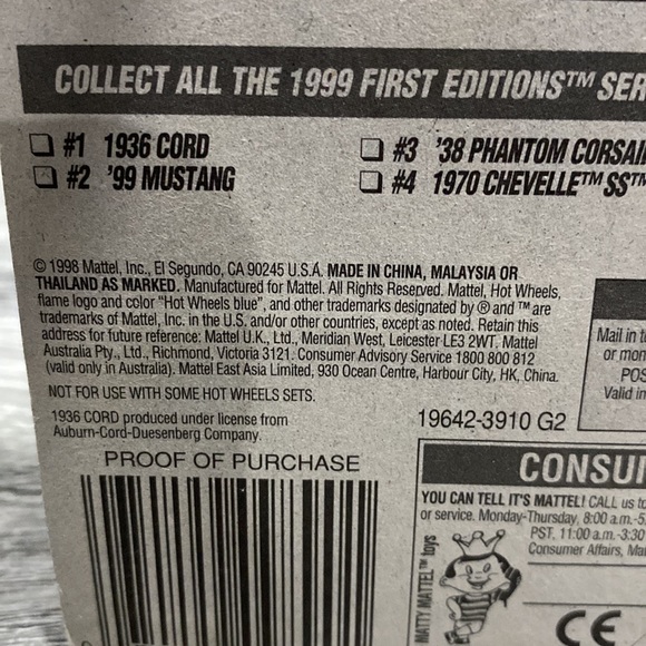 Hot Wheels | 1999 First Editions #1 of 26 Cars: 1936 Cord - 1:64 Scale - Picture 6 of 7